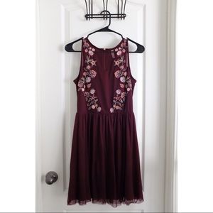 XHILARATION Burgundy Floral Dress